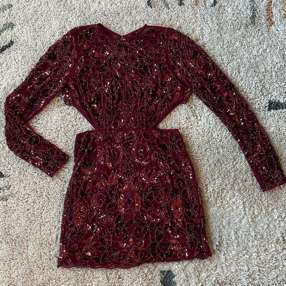 ASOS Burgundy Sequin Mini Dress